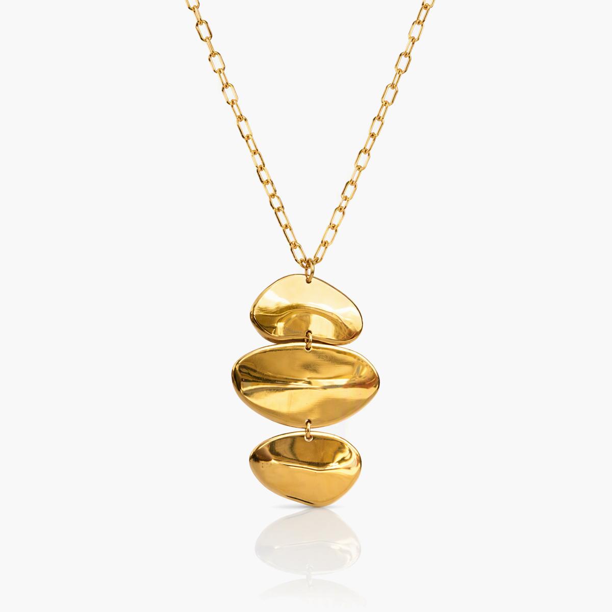 Trendy Stacked Oval Pendant Necklace