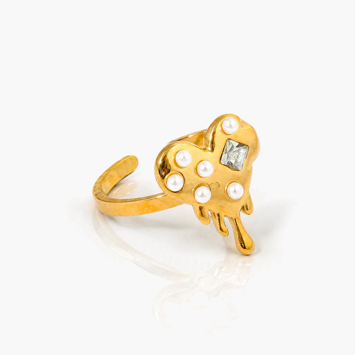 Cute Flower and Heart Charm Ring