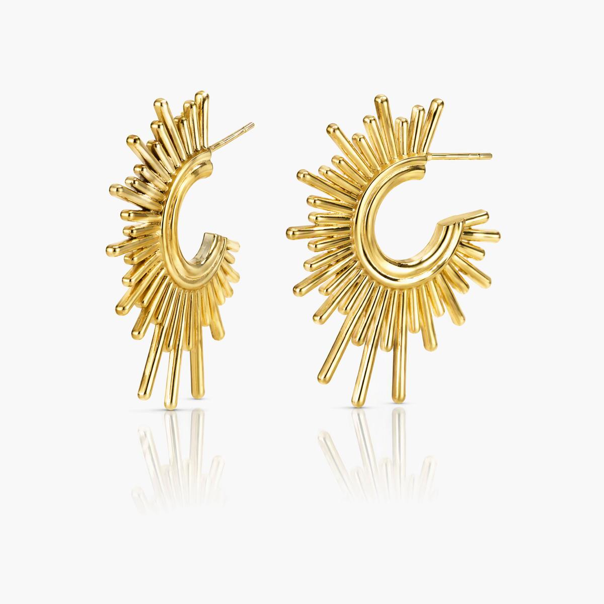 Sunburst Ray Hoop Earrings