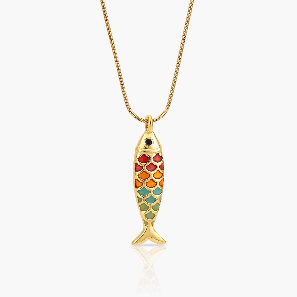 Enamel Fish Pendant Necklace