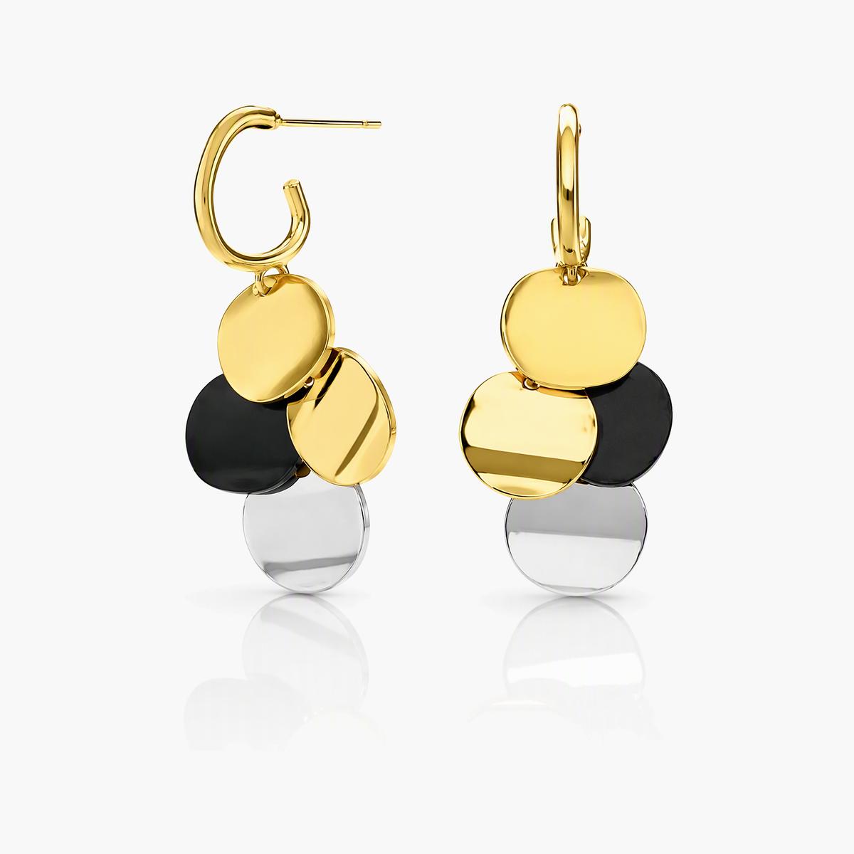 Layered Geometric Discs Drop Earrings