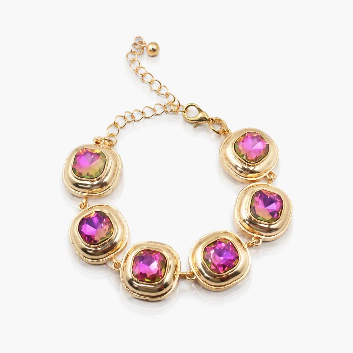 Dainty Round Stone Link Bracelet