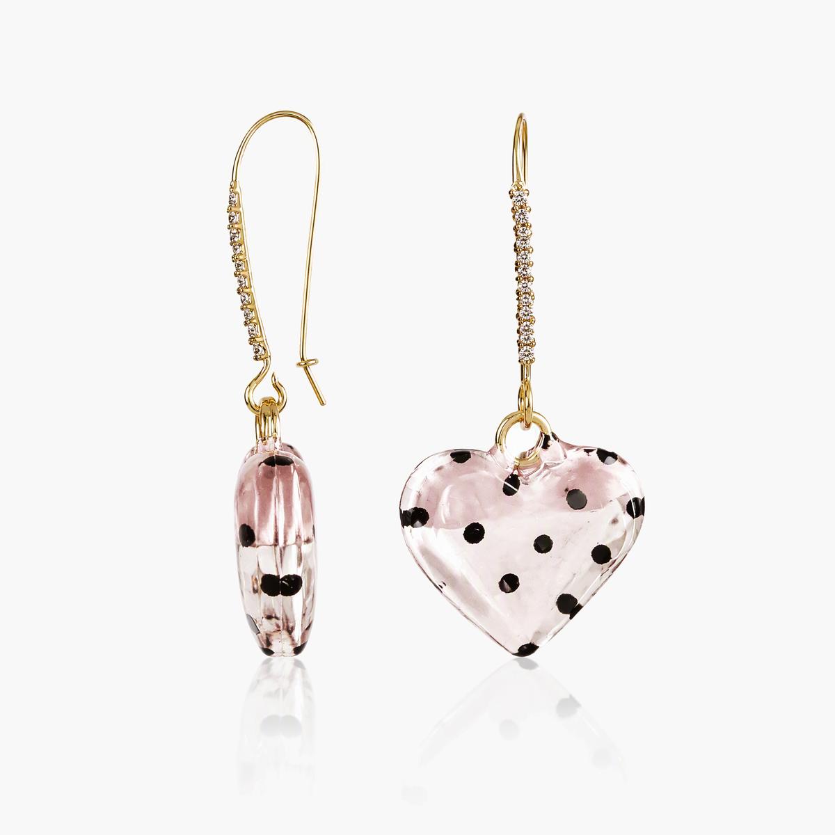 Cute Polka Dot Heart Drop Earrings