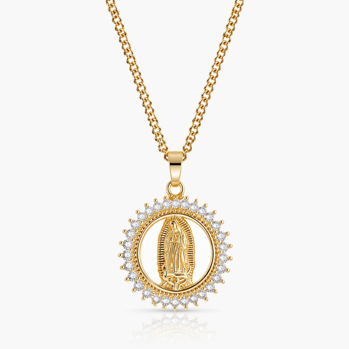 Oval Virgin Mary Pendant Necklace