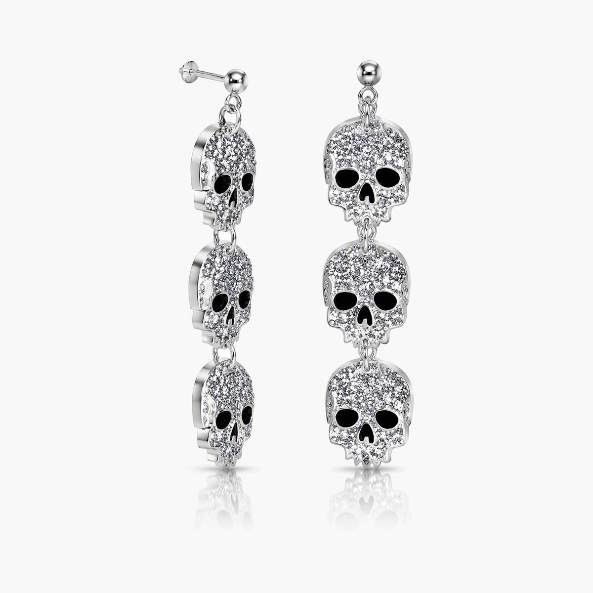 Trendy Stacked Skull Drop Earrings
