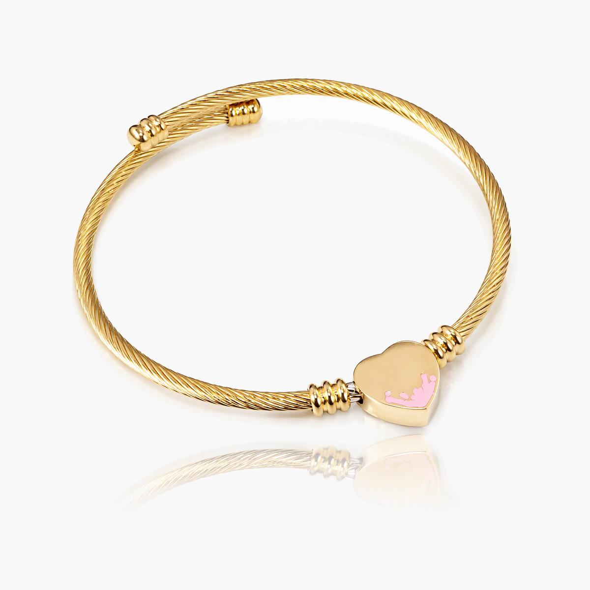Twisted Band Heart Charm Bangle
