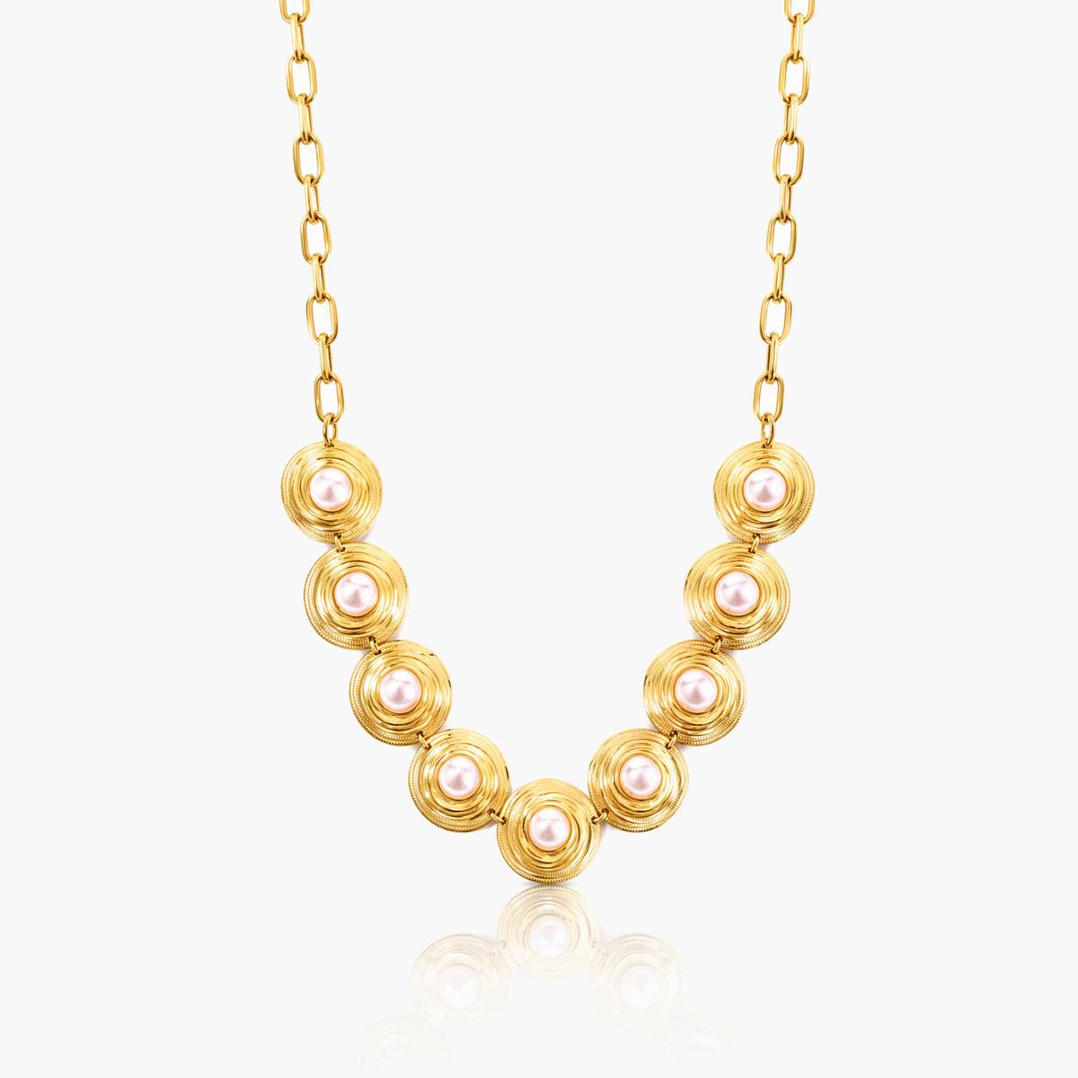 Vintage Pearl Disc Necklace