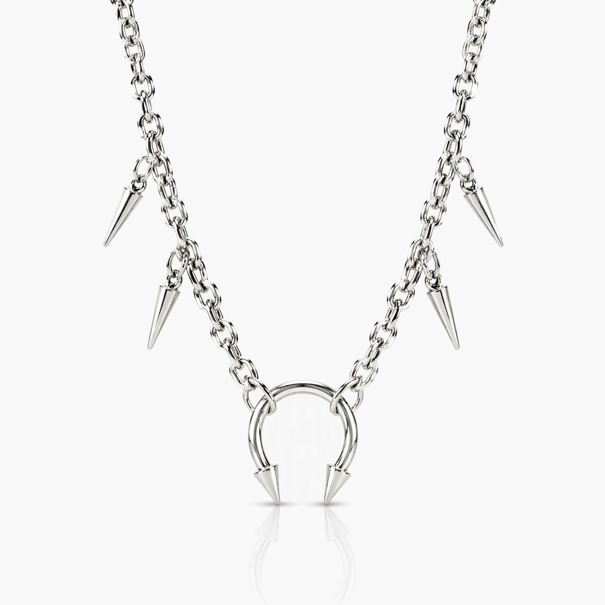 Trendy Horseshoe Spike Necklace
