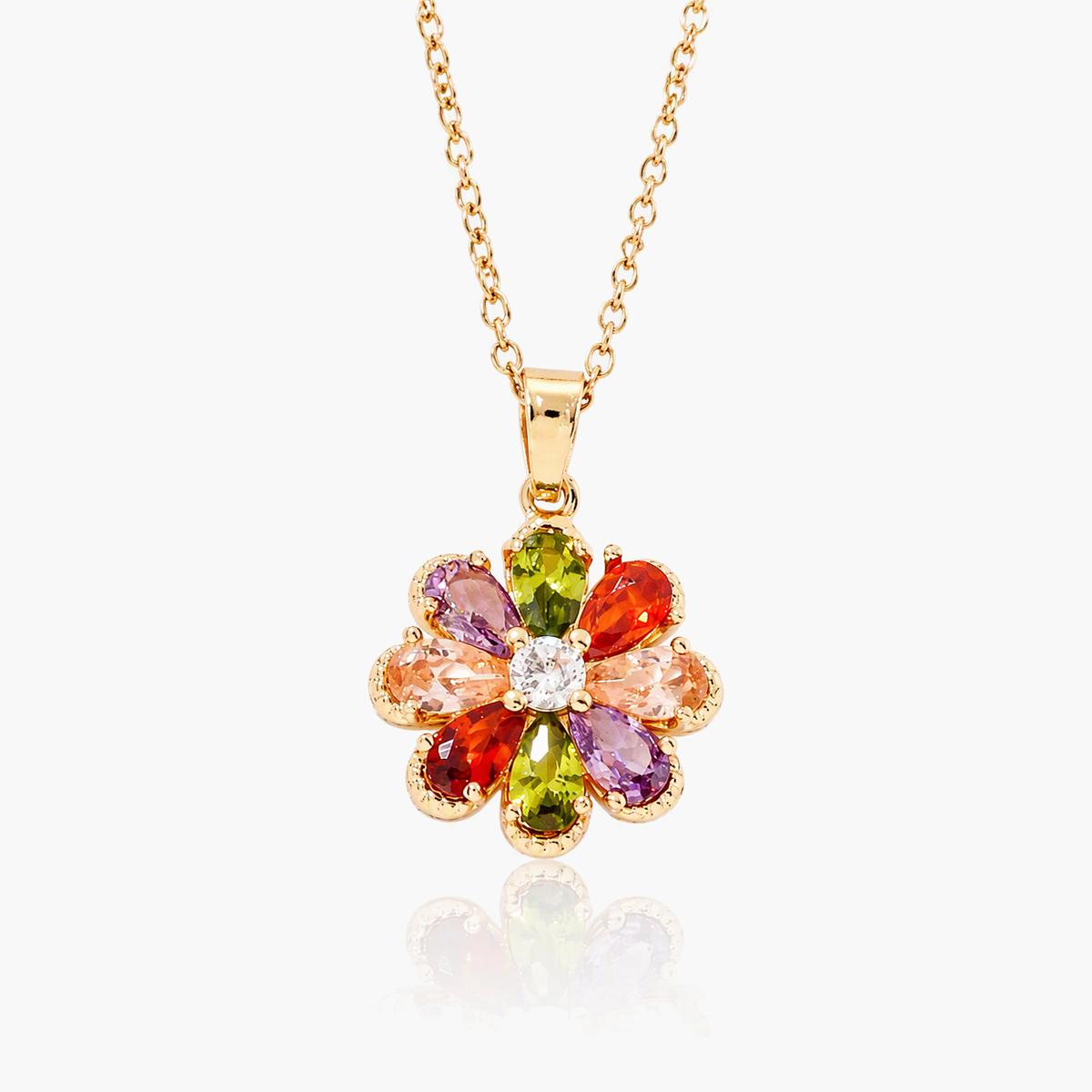 Multicolor Flower Pendant Necklace