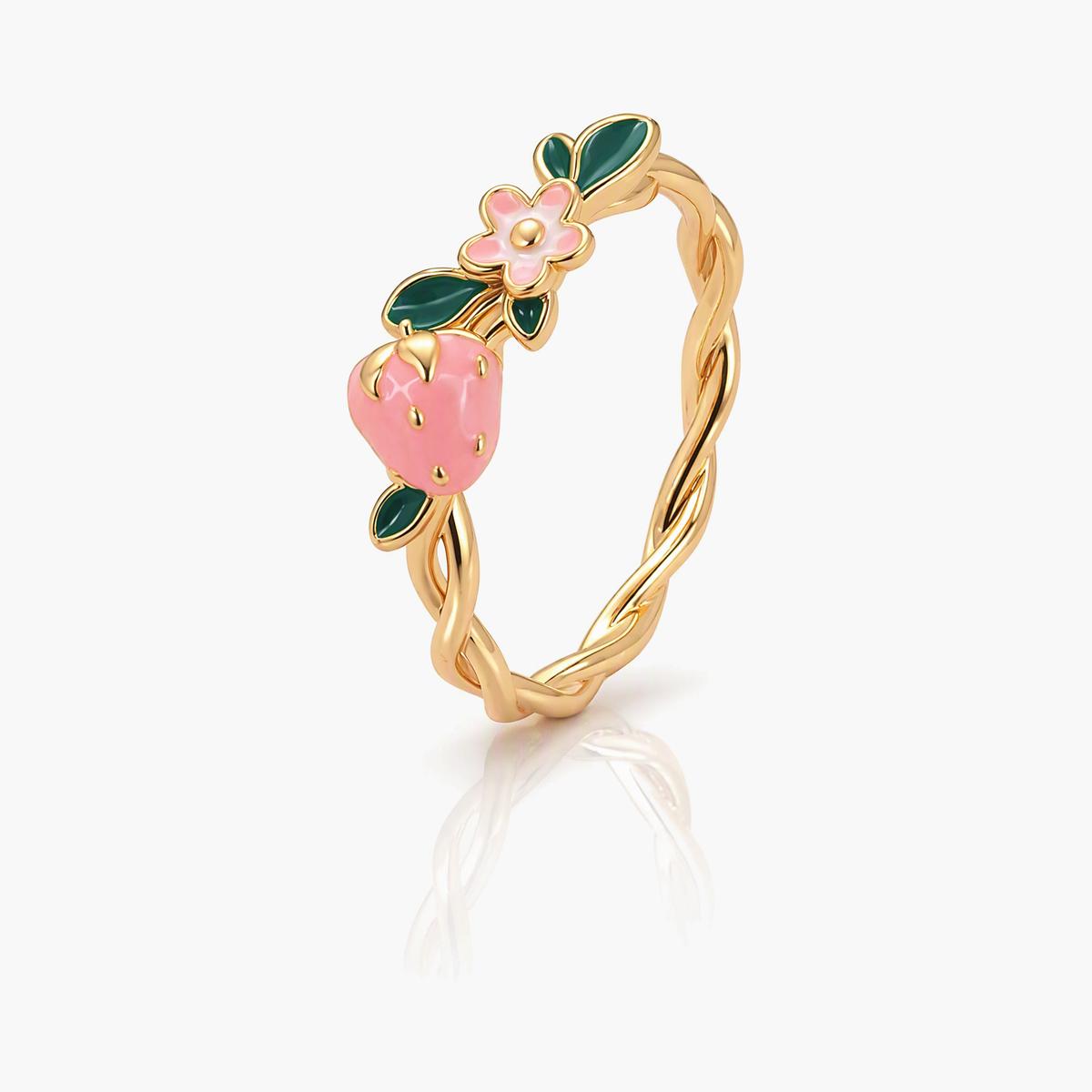 Cute Strawberry Flower Ring
