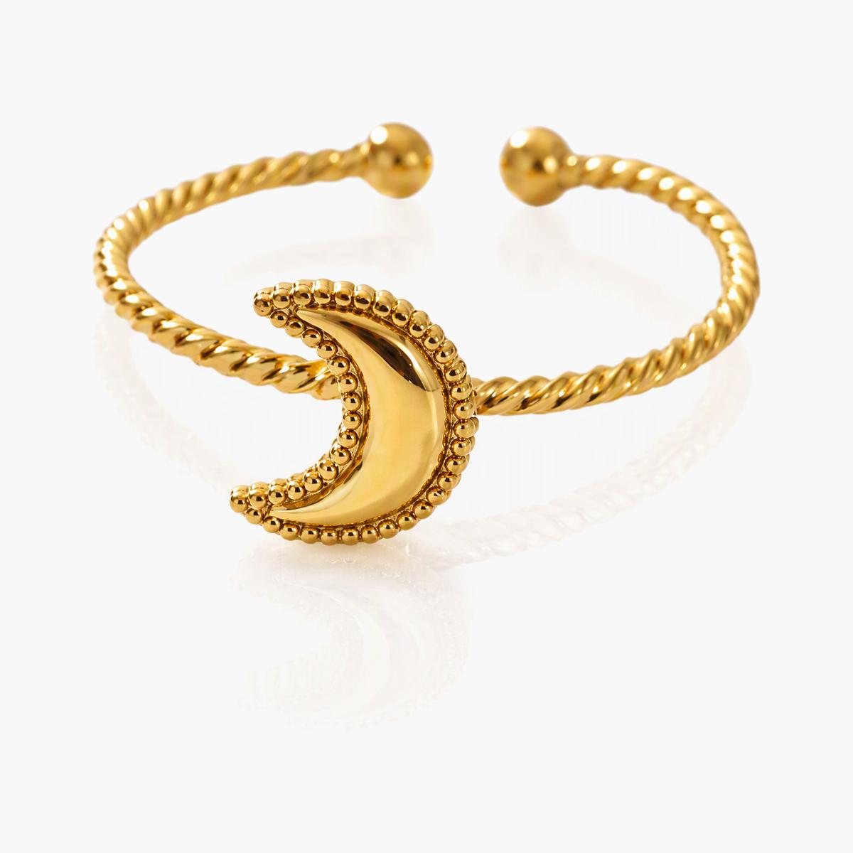 Dainty Moon Star Open Cuff Bracelet