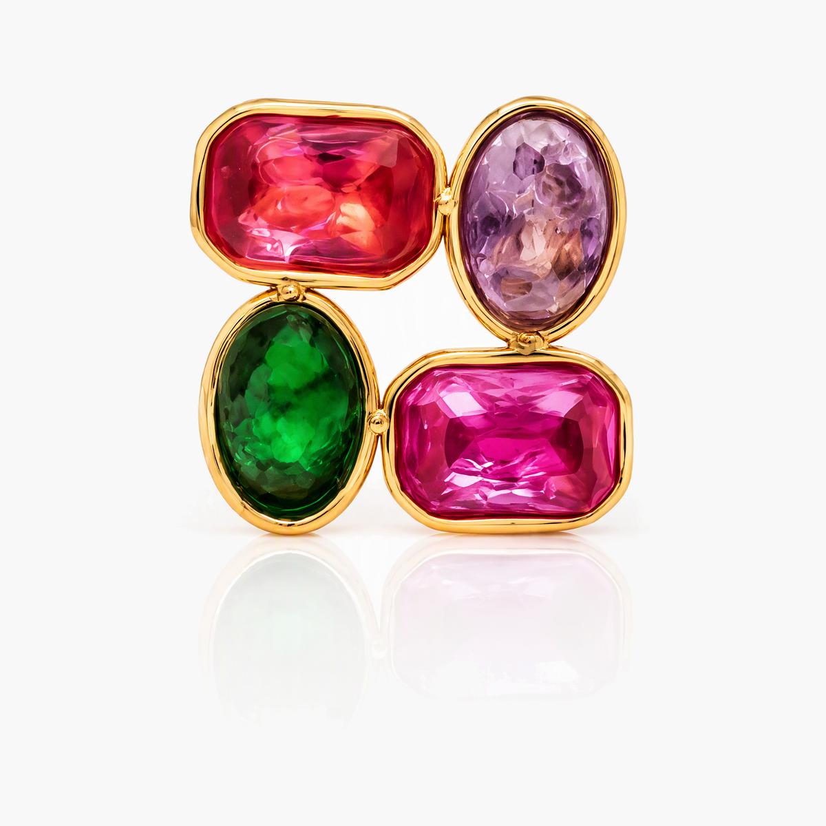 Trendy Four-Stone Cluster Stud Earrings
