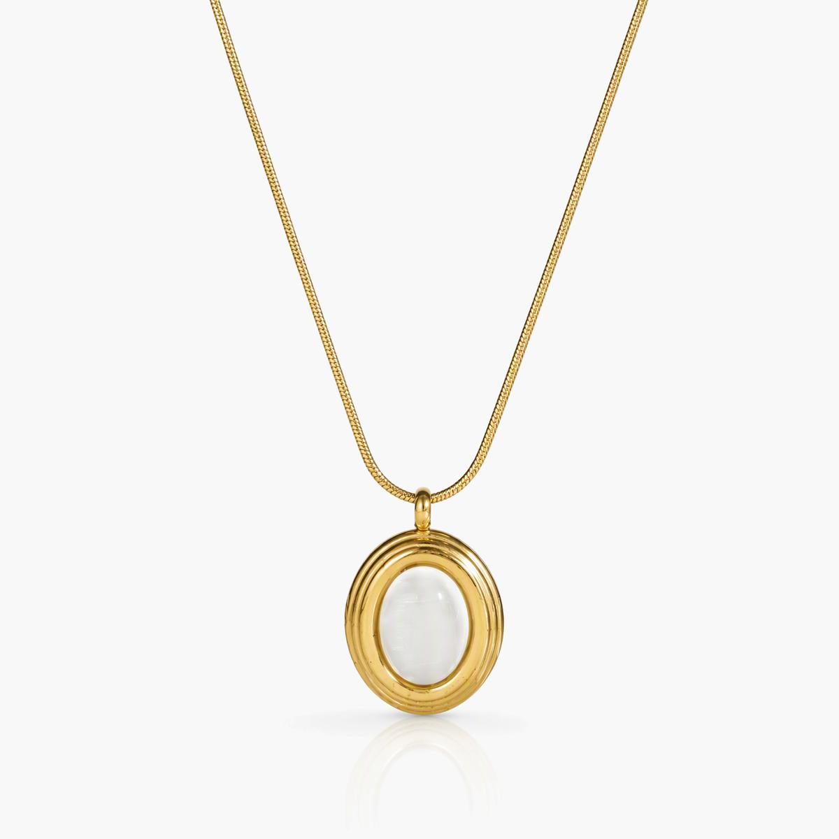 Oval Stone Pendant Necklace