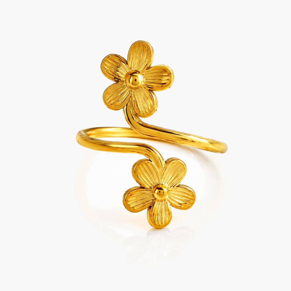 Dainty Double Flower Open Ring