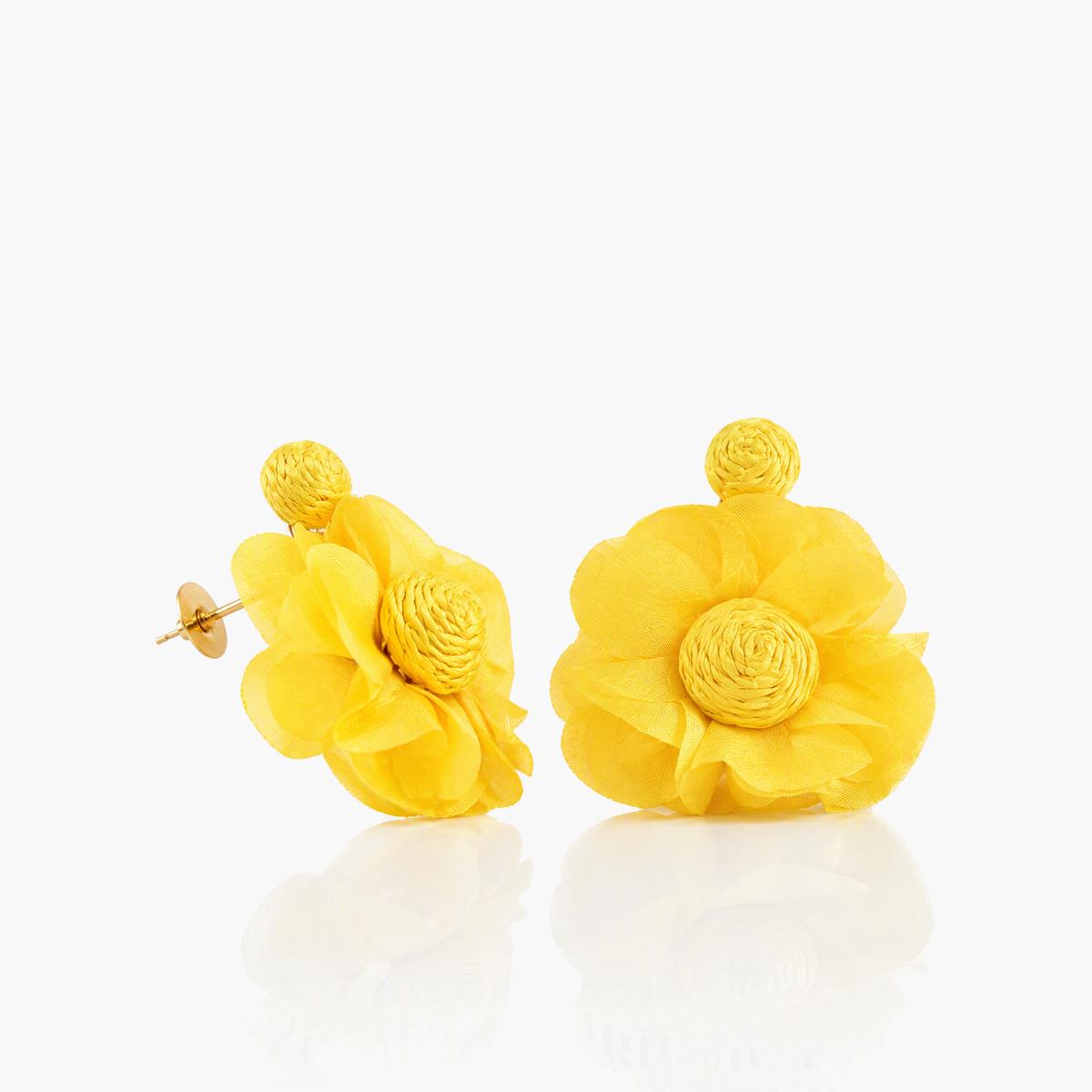 Dainty Fabric Flower Drop Earrings