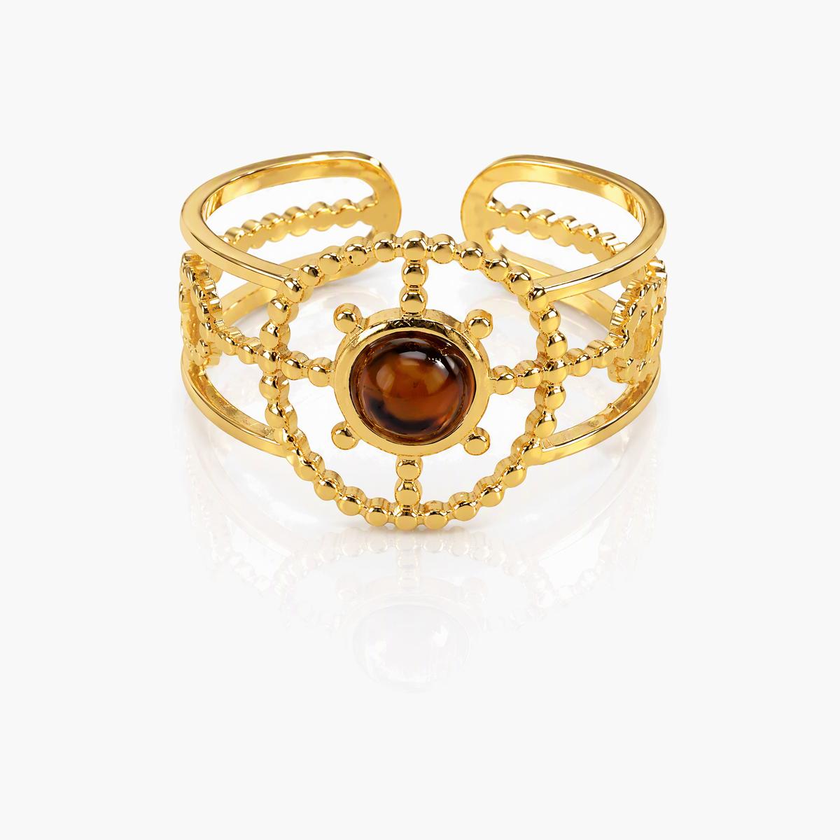 Vintage Sun Motif Open Cuff Ring