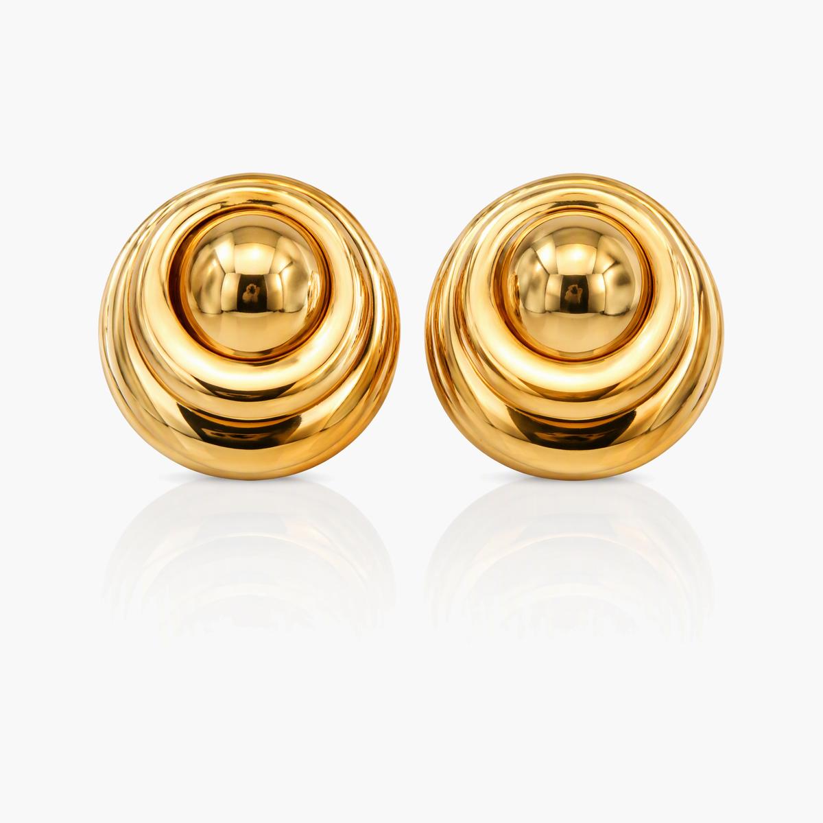 Chunky Concentric Disc Stud Earrings