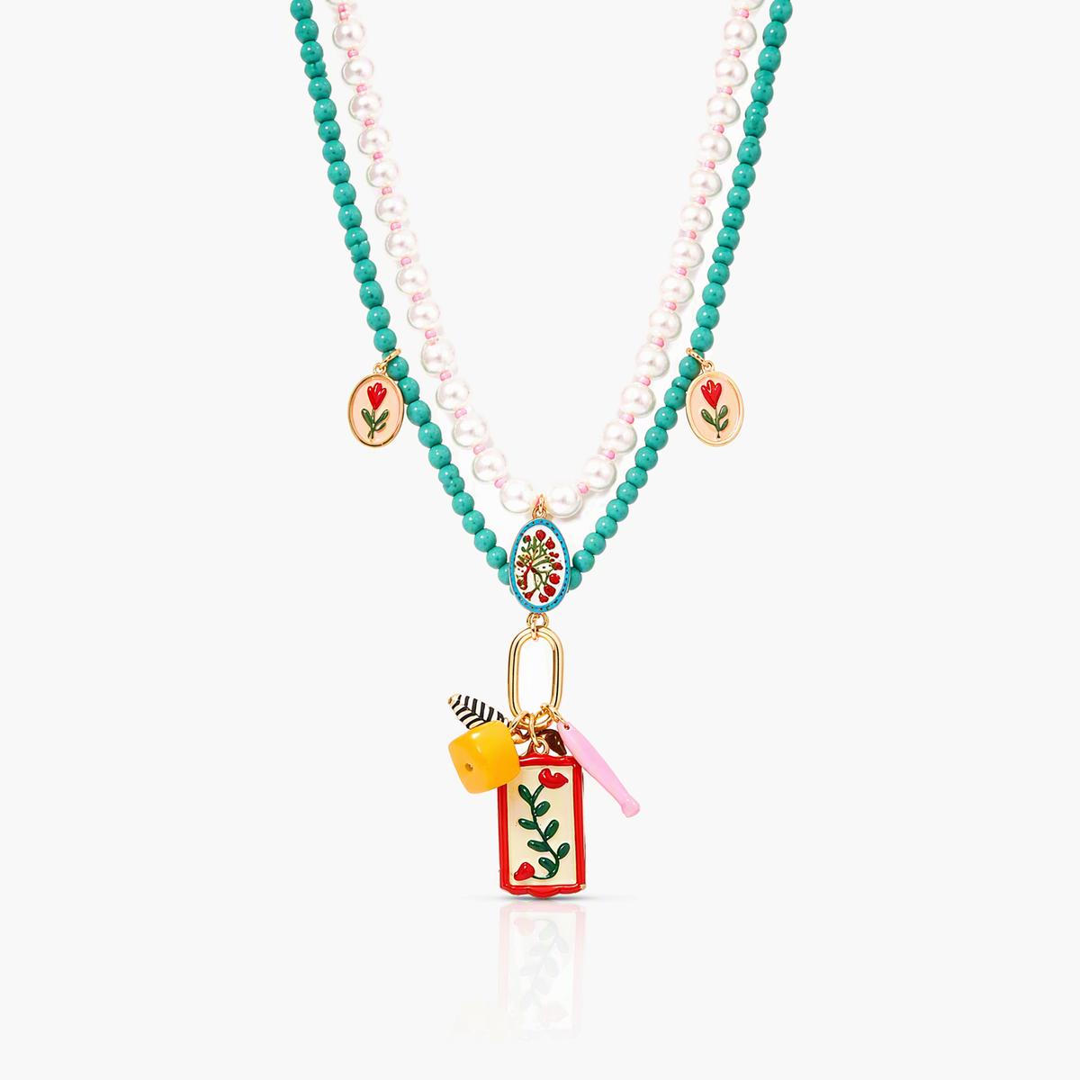 Cute Floral Charm Pearl Necklace