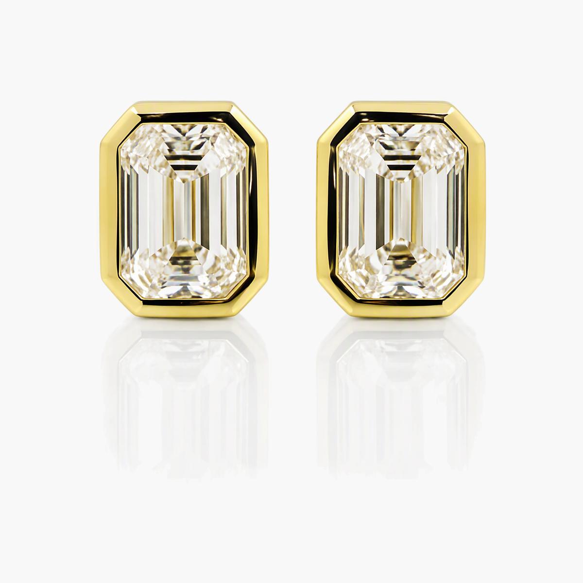 Emerald Cut Stone Stud Earrings