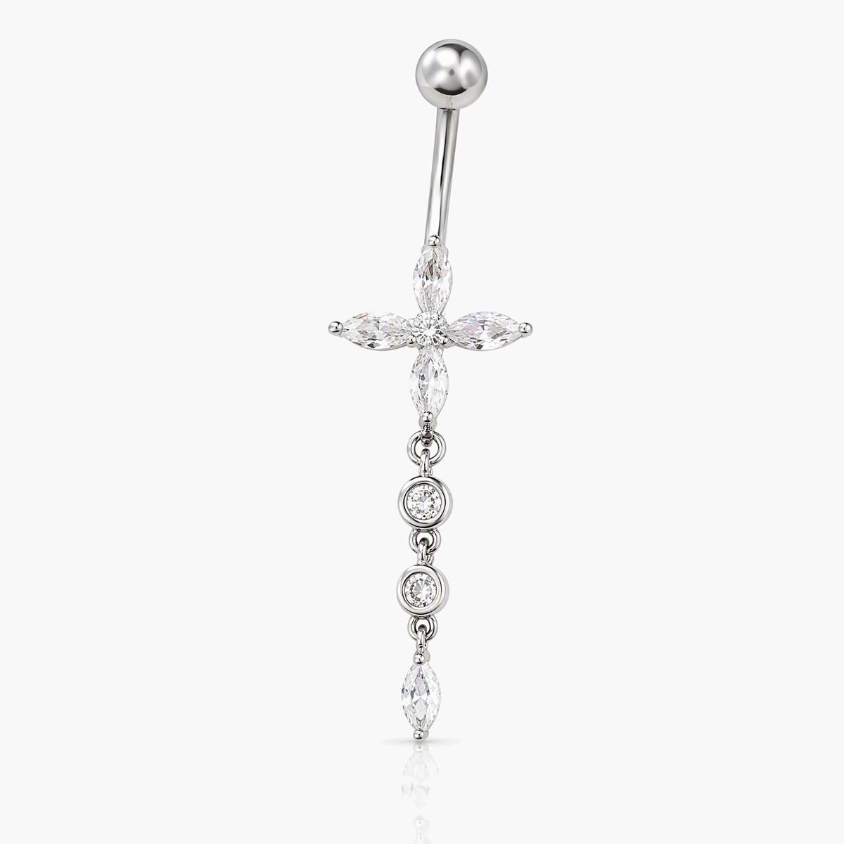 Dainty Cross Flower Belly Ring