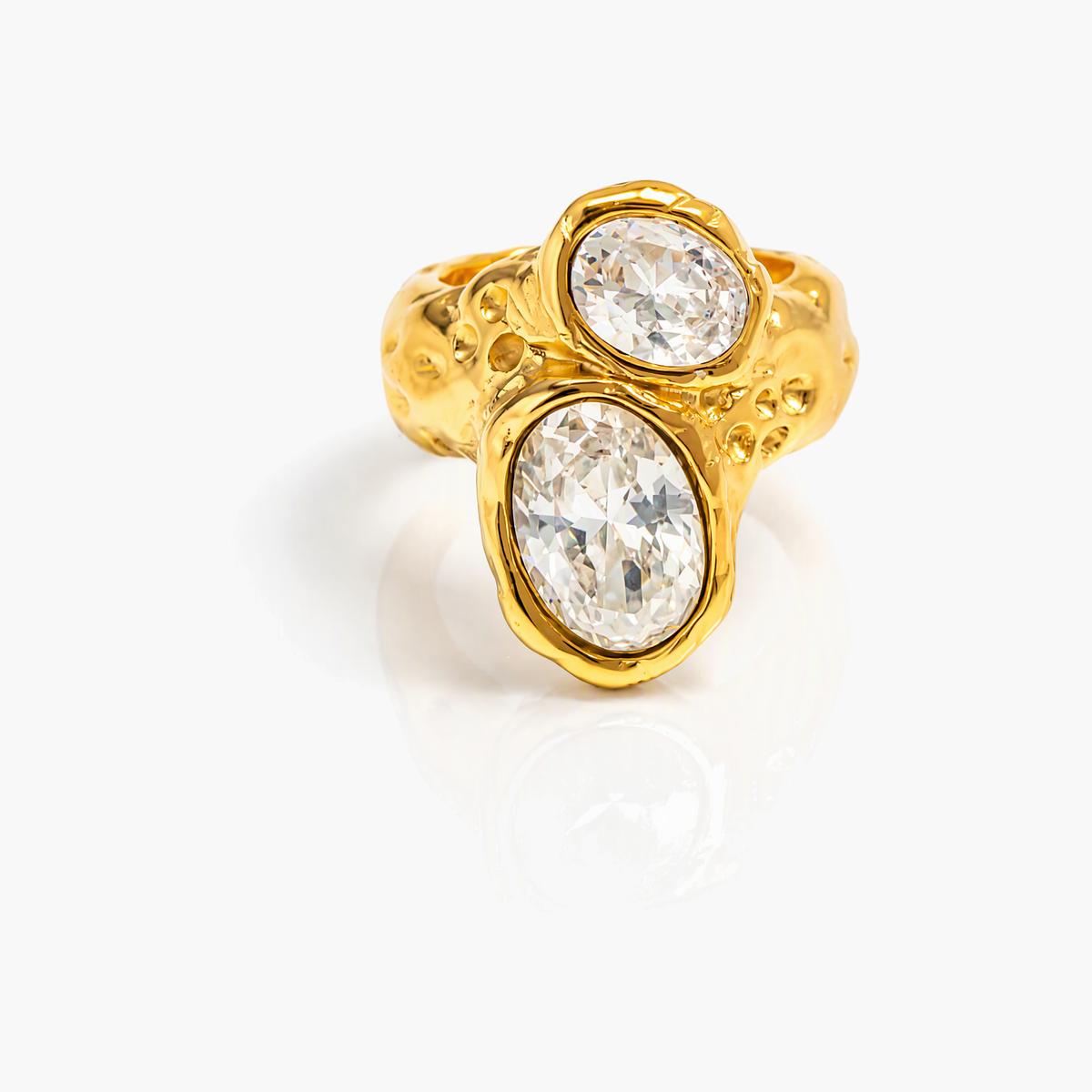 Trendy Double Stone Ring