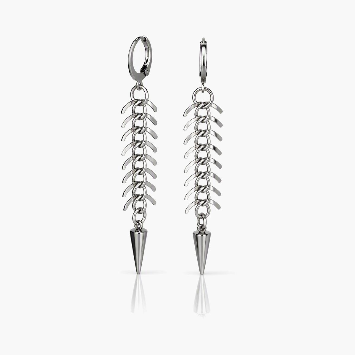 Trendy Fishbone Spike Drop Earrings