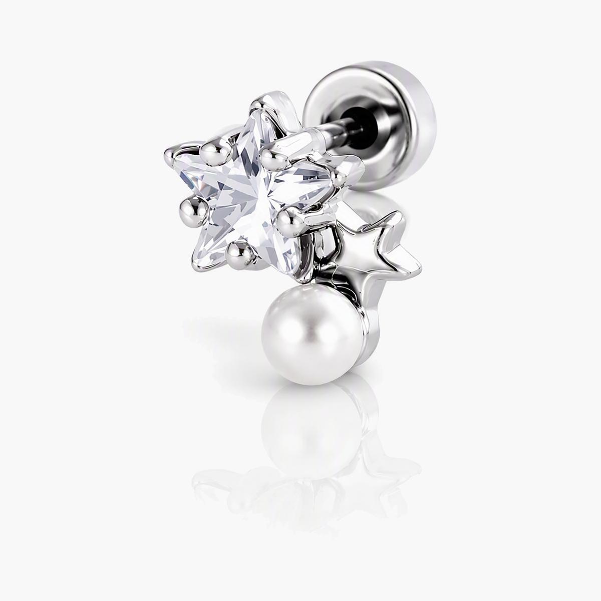 Cute Star & Pearl Stud Earrings