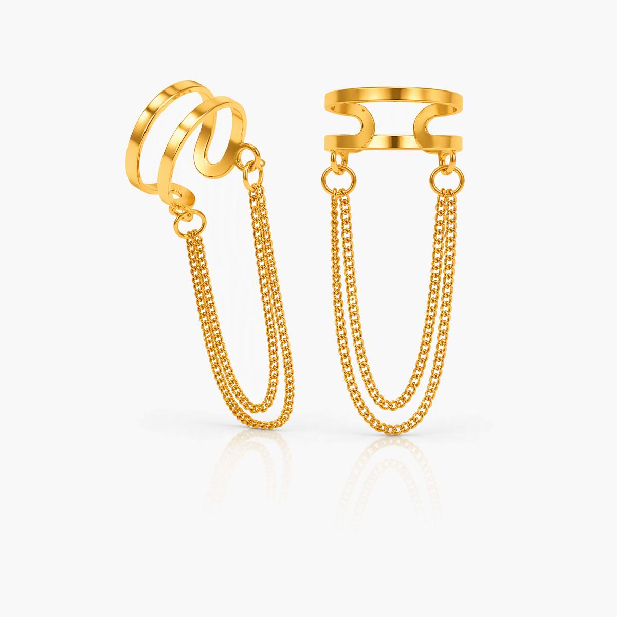 Triple Ring Chain Dangle Earrings