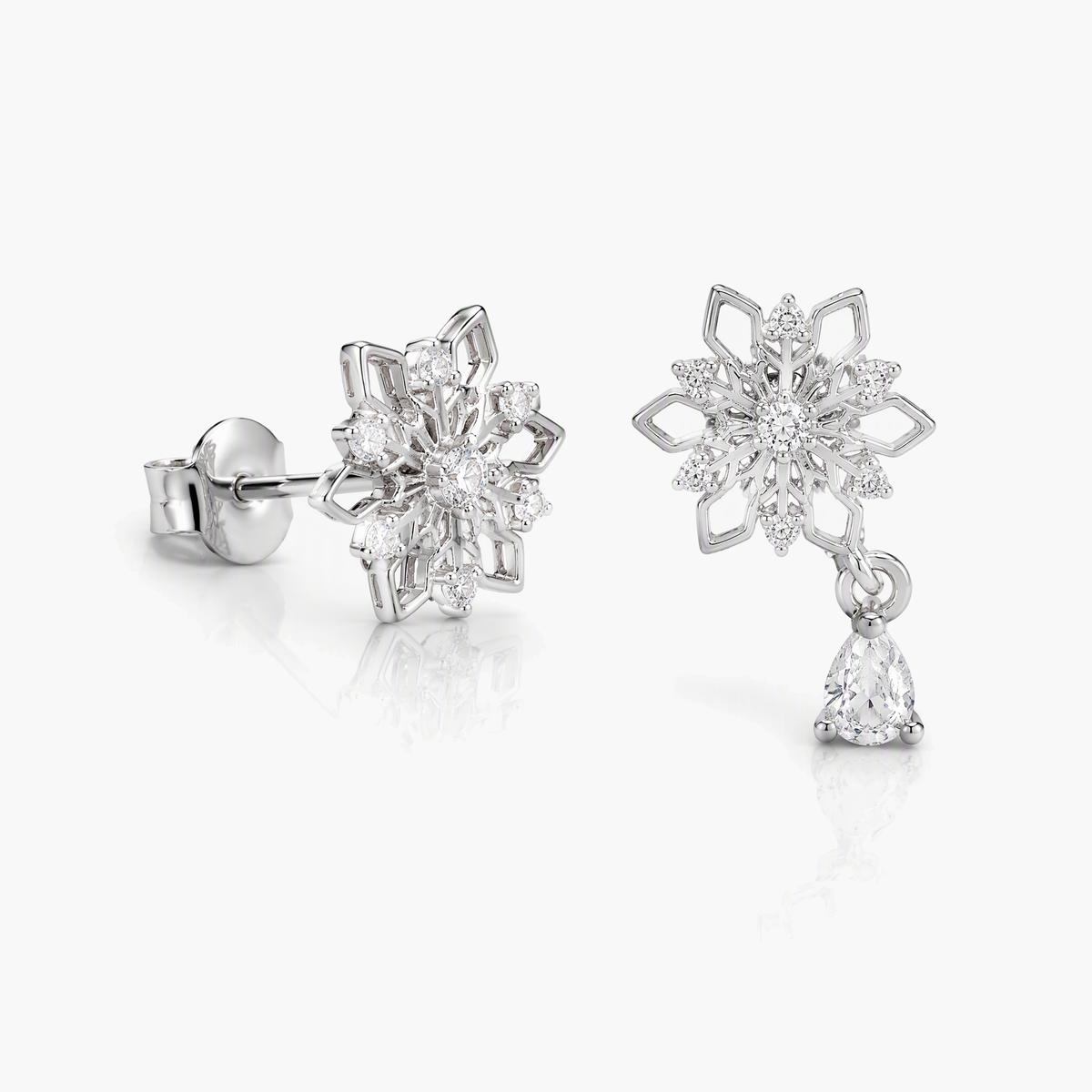 Dainty Snowflake Drop Earrings