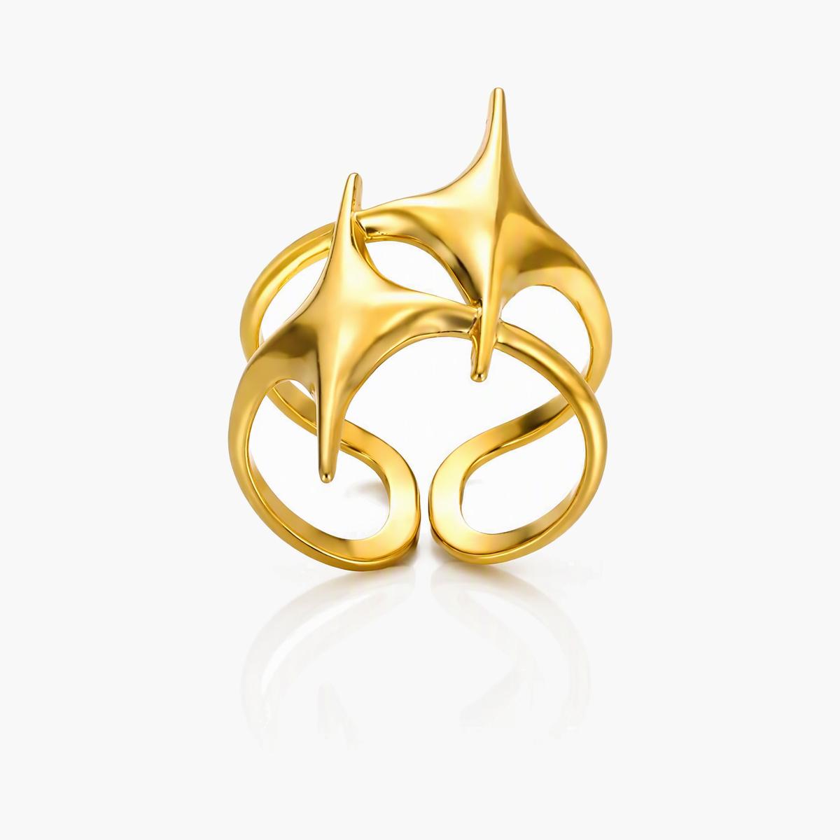 Trendy Star Open Cuff Ring