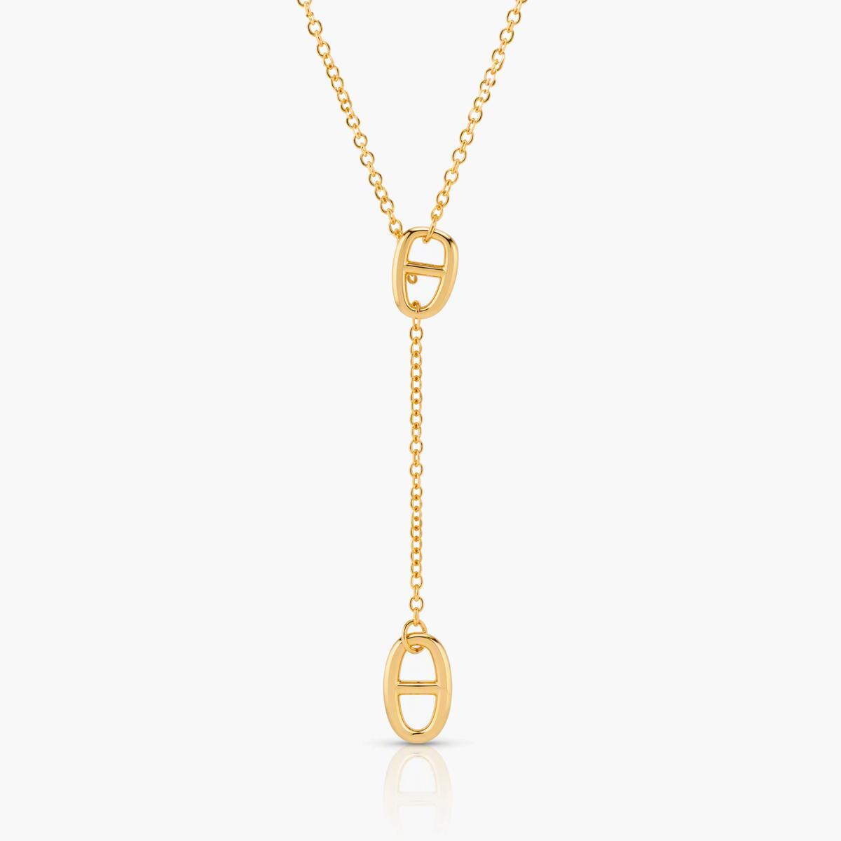 Minimalist Double Oval Lariat Necklace