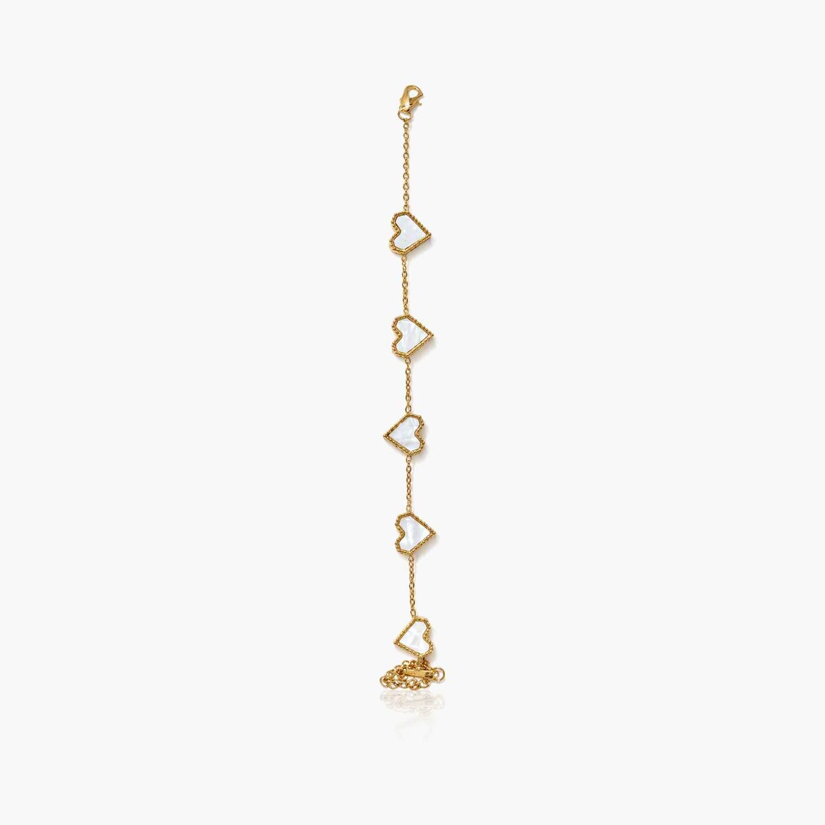 Dainty Heart And Rectangle Link Bracelet