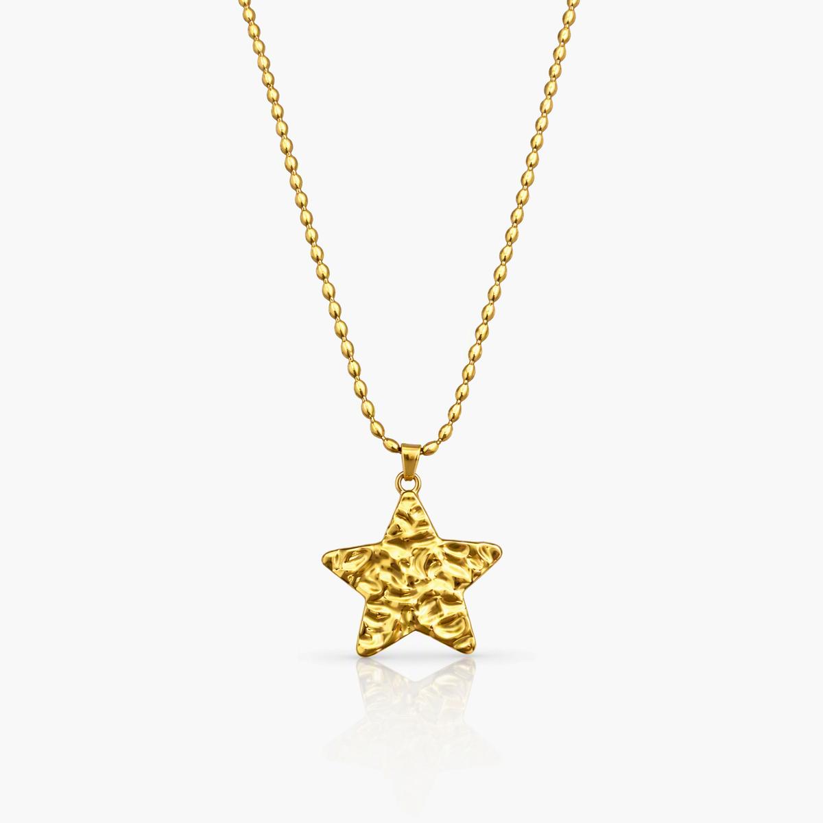 Textured Star Pendant Necklace