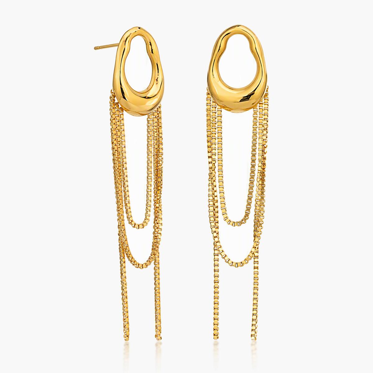 Trendy Irregular Loop Chain Tassel Earrings