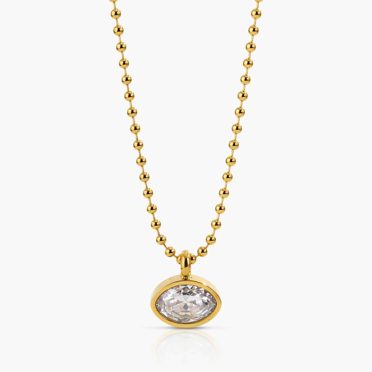 Dainty Oval Stone Pendant Necklace