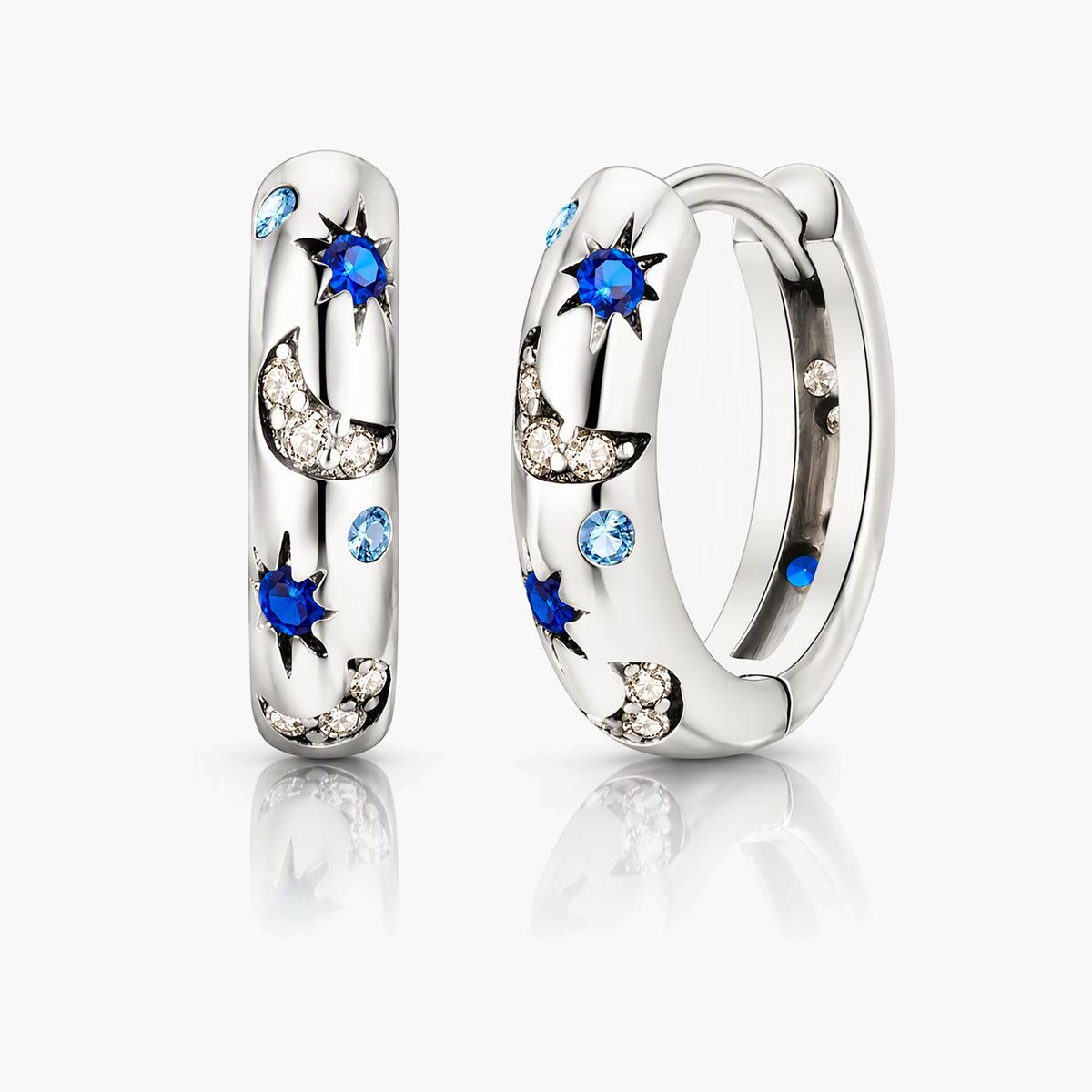 Moon and Star Huggie Earrings