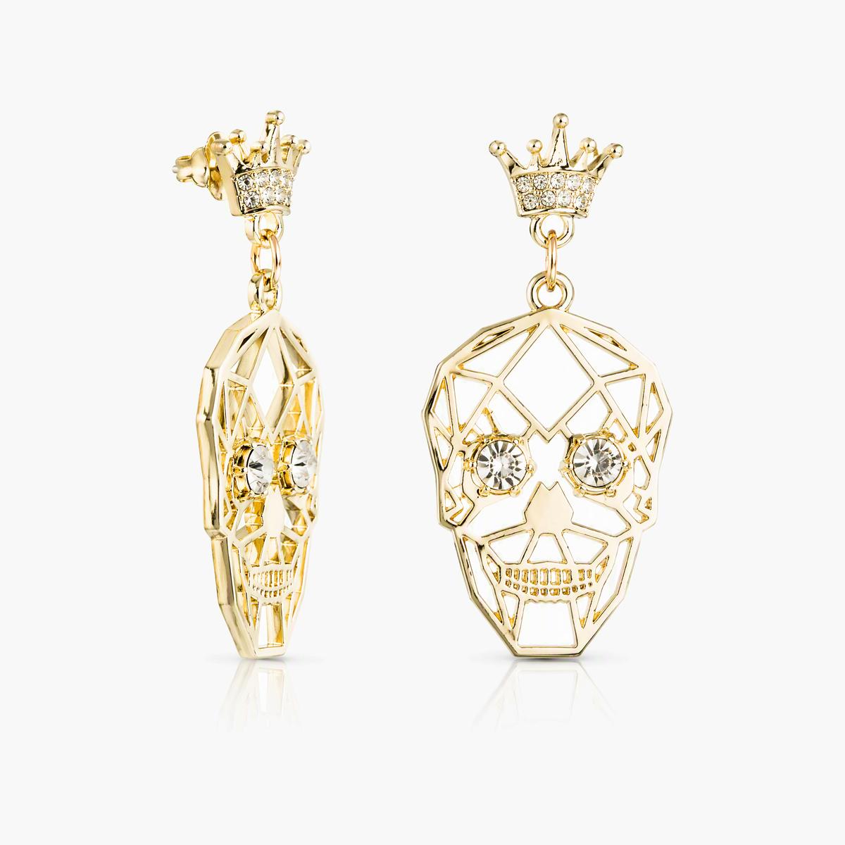 Trendy Crowned Skull Drop Earrings