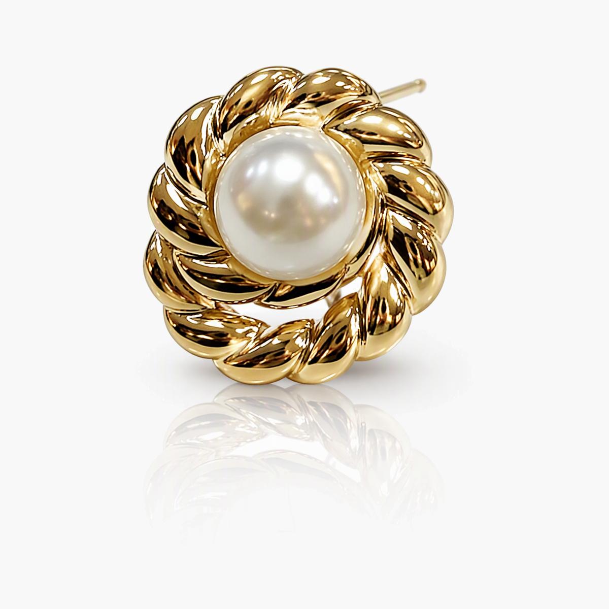 Vintage Twisted Rope Pearl Stud Earrings