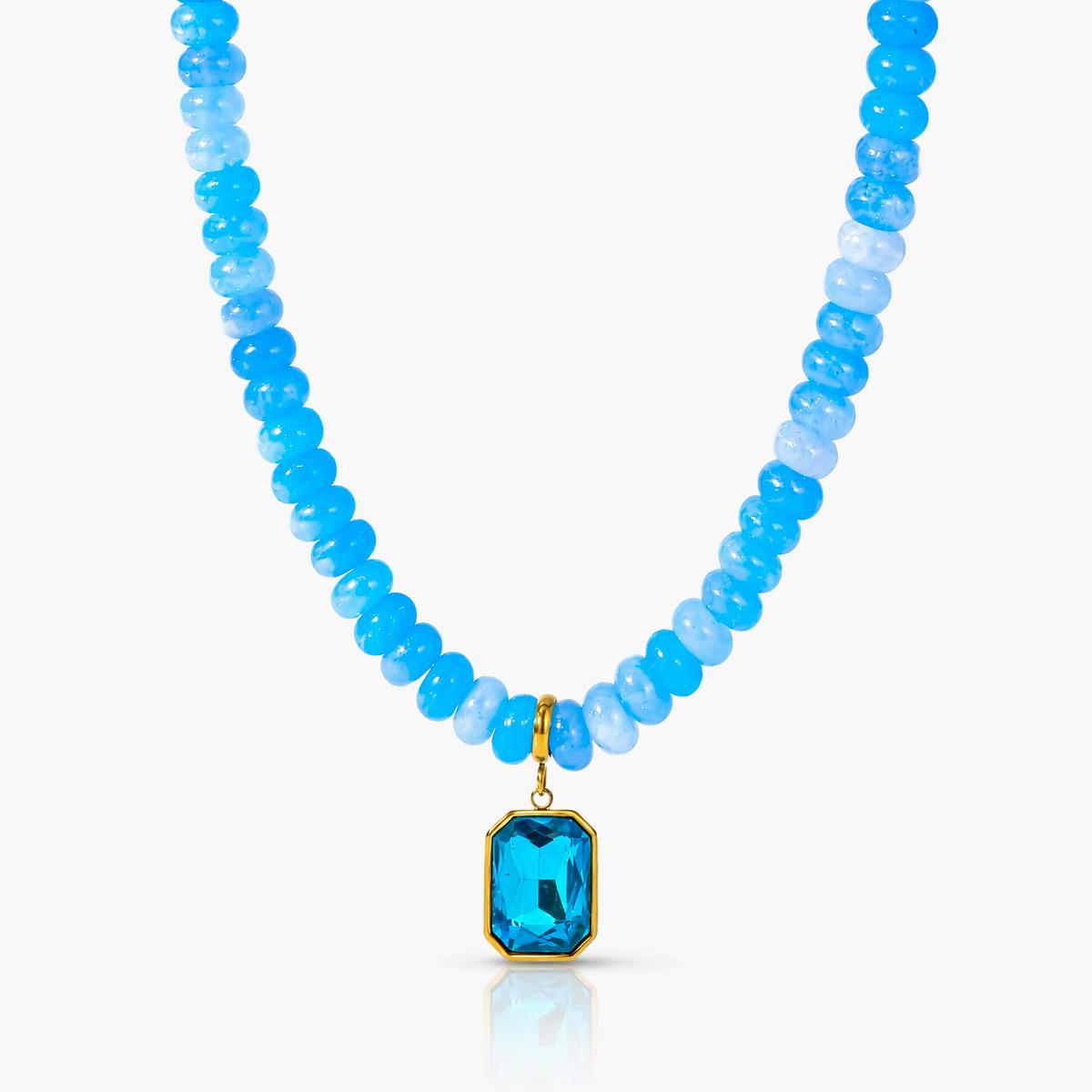 Trendy Rectangular Stone Beaded Necklace