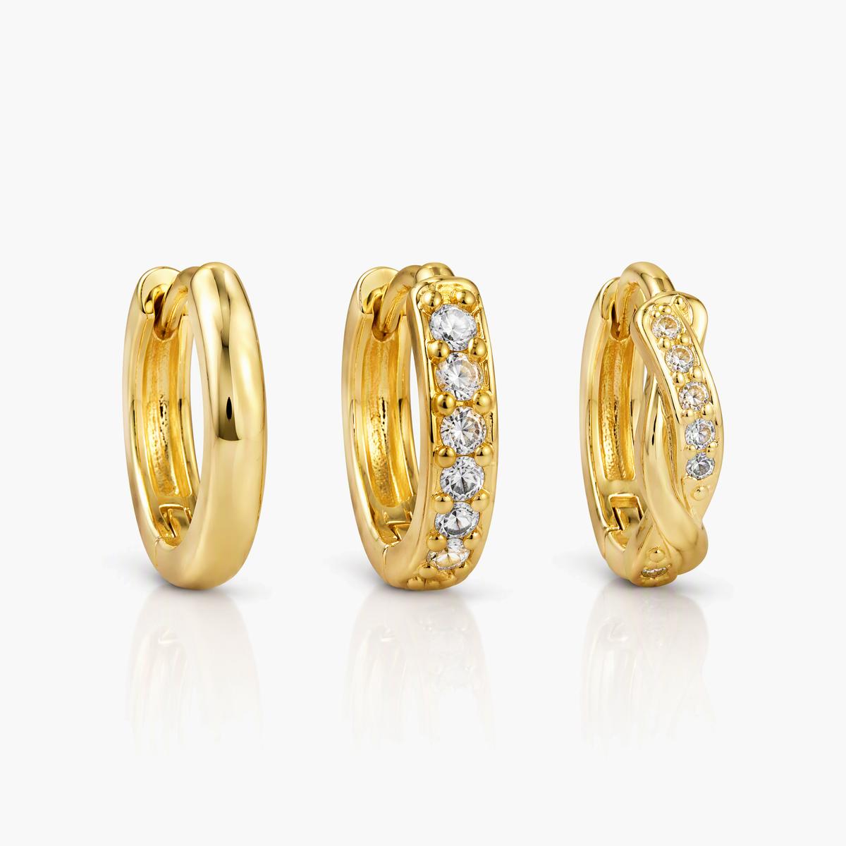 Dainty Paved Stone Huggie Earrings