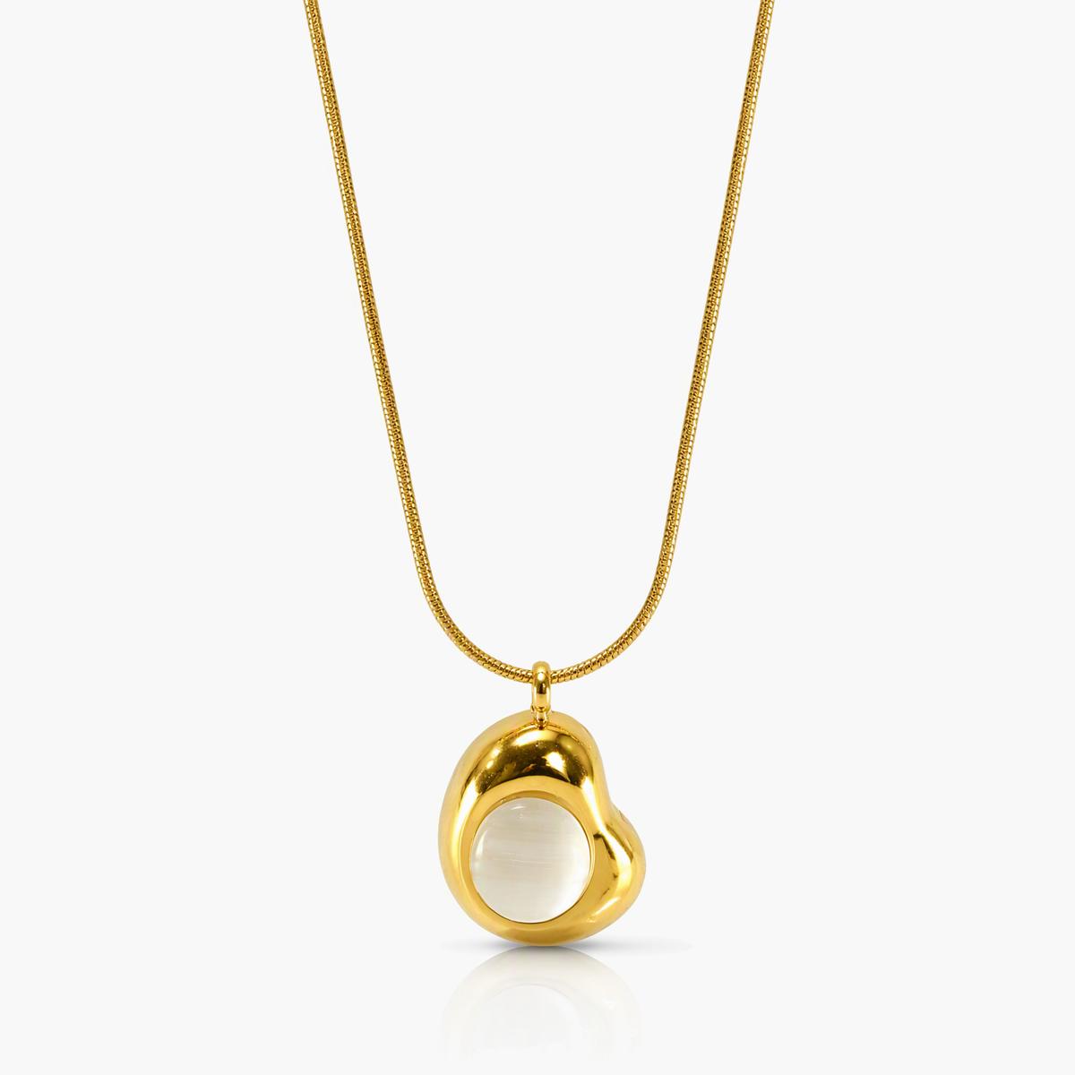 Minimalist Oval Opal Pendant Necklace