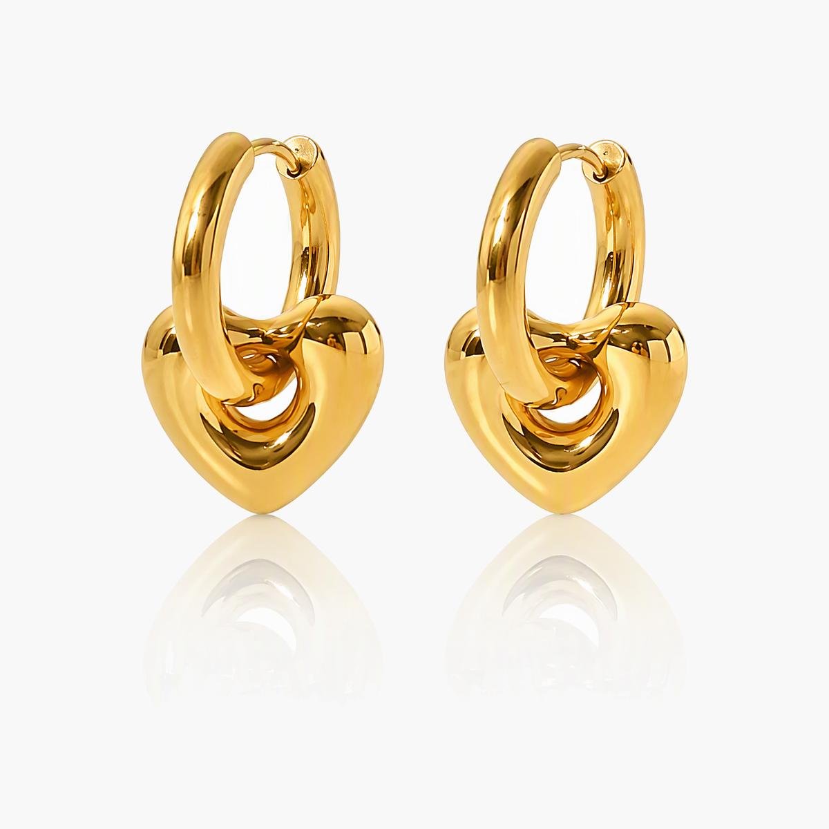 Trendy Heart Charm Earrings
