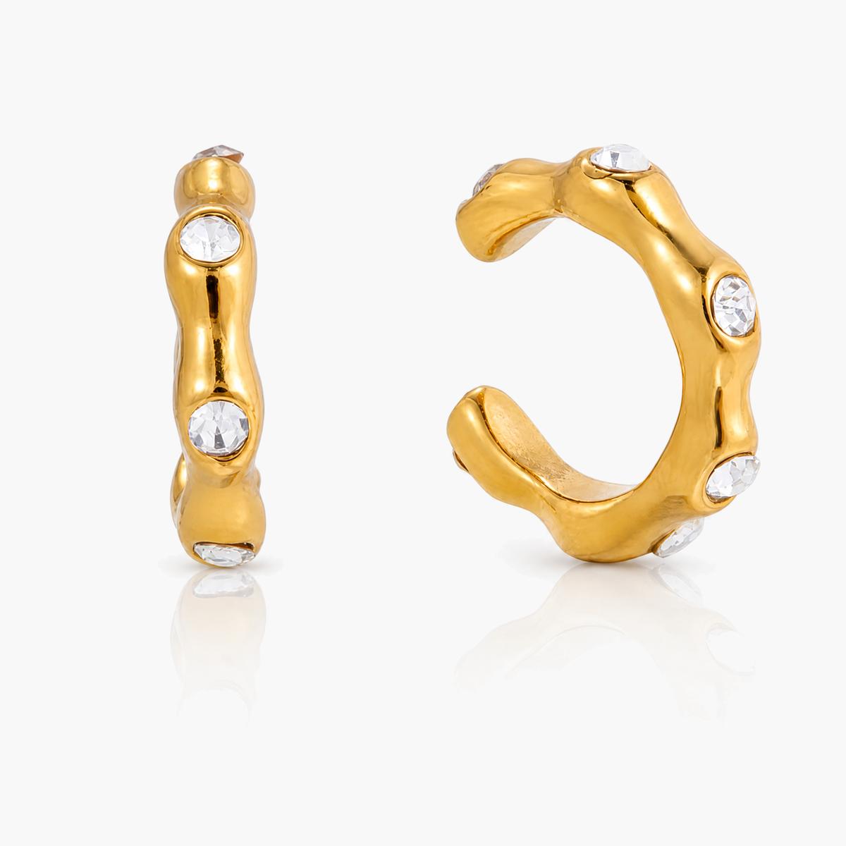 Square Stone Huggie Earrings