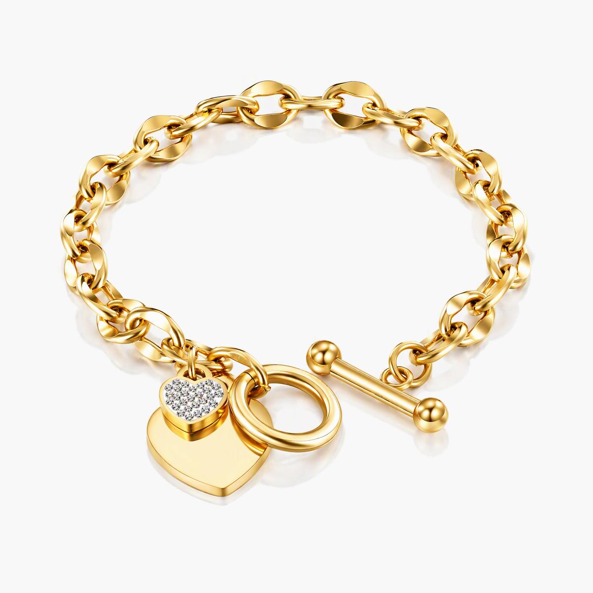 Trendy Heart Charm Toggle Bracelet
