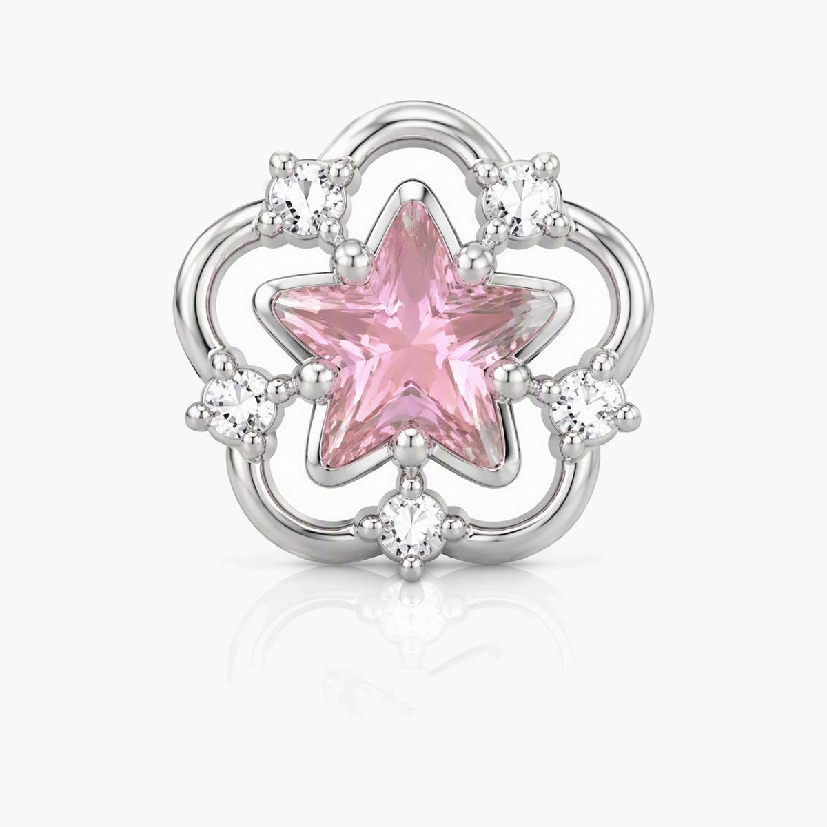 Cute Pink Star Flower Stud Earrings