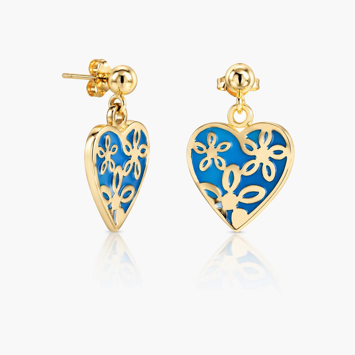 Sunburst and Heart Drop Earrings