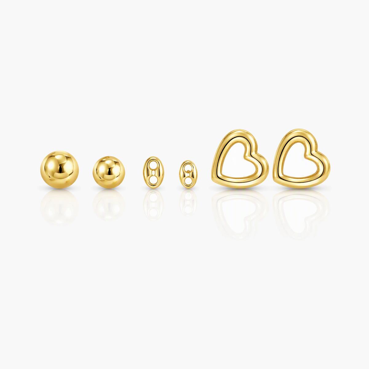 Cute Heart and Sunflower Stud Earrings