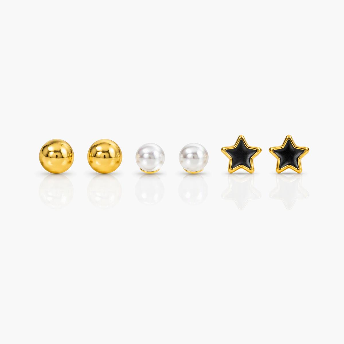 Trendy Mixed Motif Stud Earrings