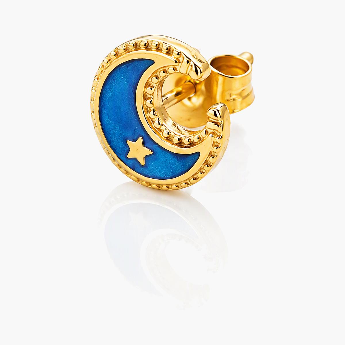 Crescent Moon Star Stud Earrings