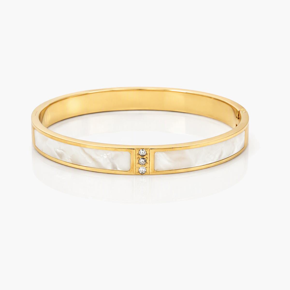 Elegant Inlaid Open Cuff Bangle